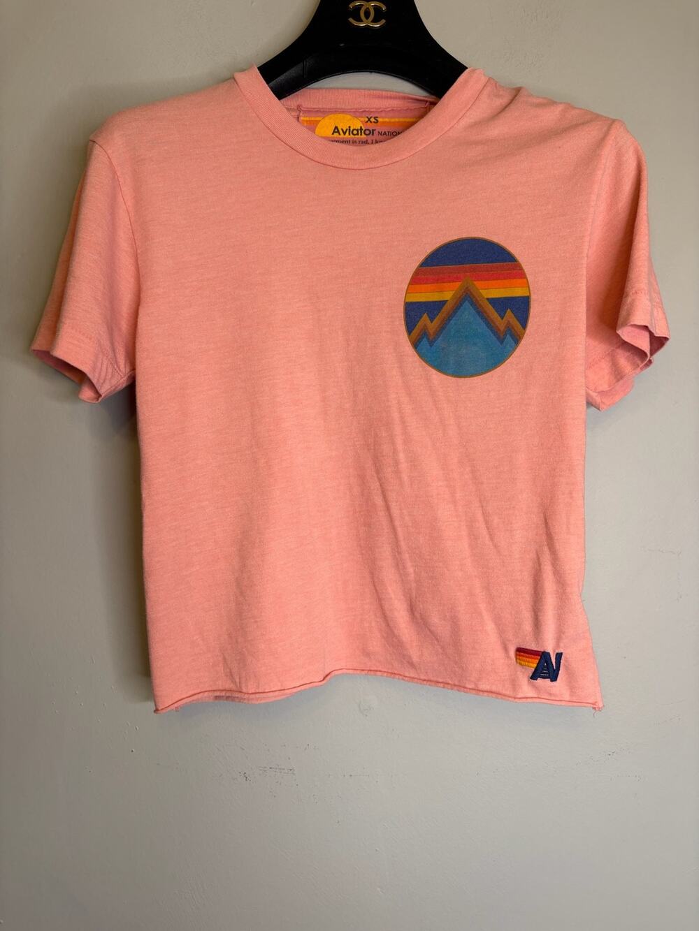 Aviator Nation Pink Sunset Graphic Short Sleeve Tee T-Shirt Size XS